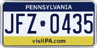 PA license plate JFZ0435