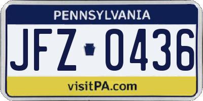 PA license plate JFZ0436