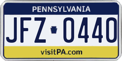 PA license plate JFZ0440