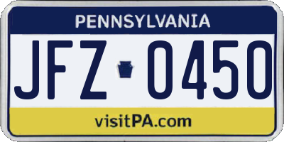 PA license plate JFZ0450