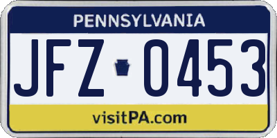 PA license plate JFZ0453