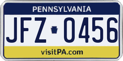 PA license plate JFZ0456