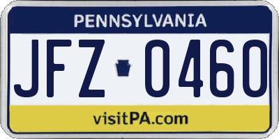 PA license plate JFZ0460