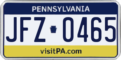PA license plate JFZ0465