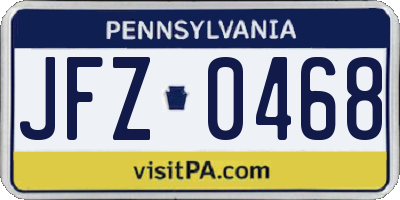 PA license plate JFZ0468