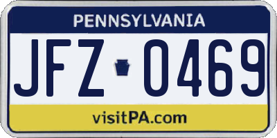 PA license plate JFZ0469