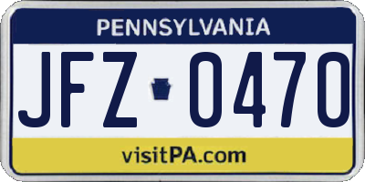 PA license plate JFZ0470