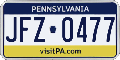 PA license plate JFZ0477
