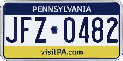 PA license plate JFZ0482