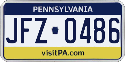 PA license plate JFZ0486