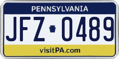PA license plate JFZ0489
