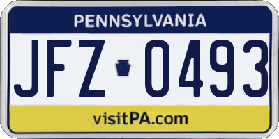 PA license plate JFZ0493