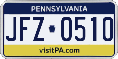 PA license plate JFZ0510