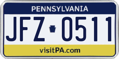 PA license plate JFZ0511