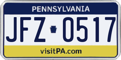 PA license plate JFZ0517