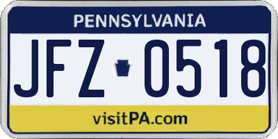 PA license plate JFZ0518