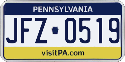 PA license plate JFZ0519
