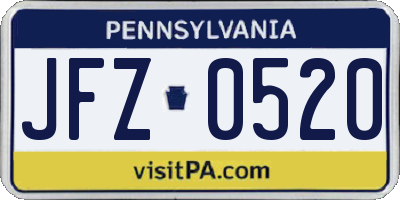 PA license plate JFZ0520