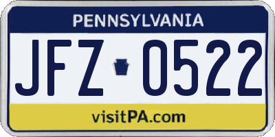 PA license plate JFZ0522