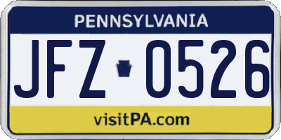 PA license plate JFZ0526