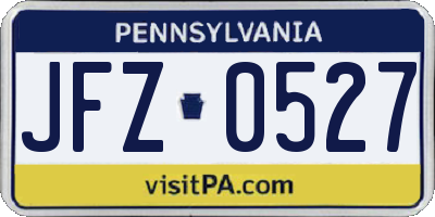 PA license plate JFZ0527