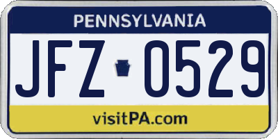 PA license plate JFZ0529