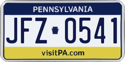 PA license plate JFZ0541