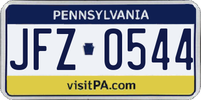 PA license plate JFZ0544