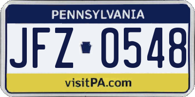 PA license plate JFZ0548