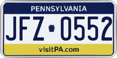 PA license plate JFZ0552