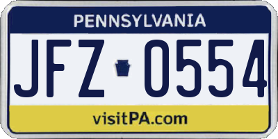 PA license plate JFZ0554