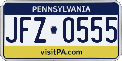 PA license plate JFZ0555