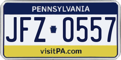 PA license plate JFZ0557