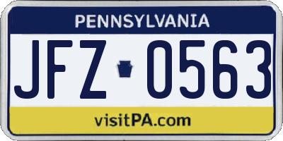 PA license plate JFZ0563