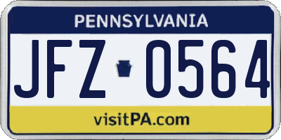 PA license plate JFZ0564