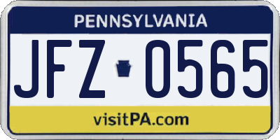 PA license plate JFZ0565
