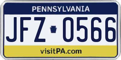 PA license plate JFZ0566