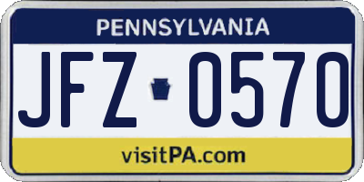 PA license plate JFZ0570