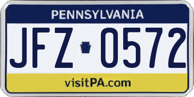 PA license plate JFZ0572