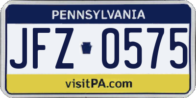 PA license plate JFZ0575