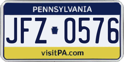 PA license plate JFZ0576
