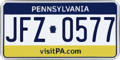 PA license plate JFZ0577