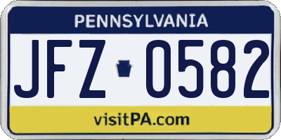 PA license plate JFZ0582