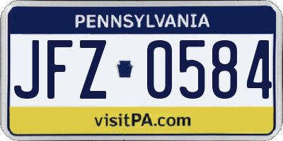 PA license plate JFZ0584