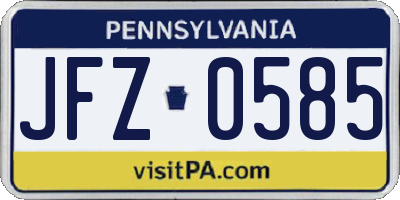 PA license plate JFZ0585