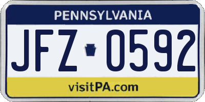 PA license plate JFZ0592