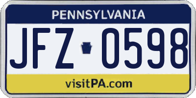 PA license plate JFZ0598