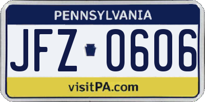 PA license plate JFZ0606