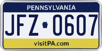 PA license plate JFZ0607