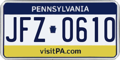 PA license plate JFZ0610
